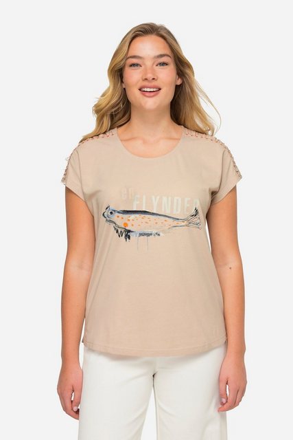 Laurasøn T-Shirt T-Shirt Fisch-Print Rundhals Schulter-Zierband günstig online kaufen