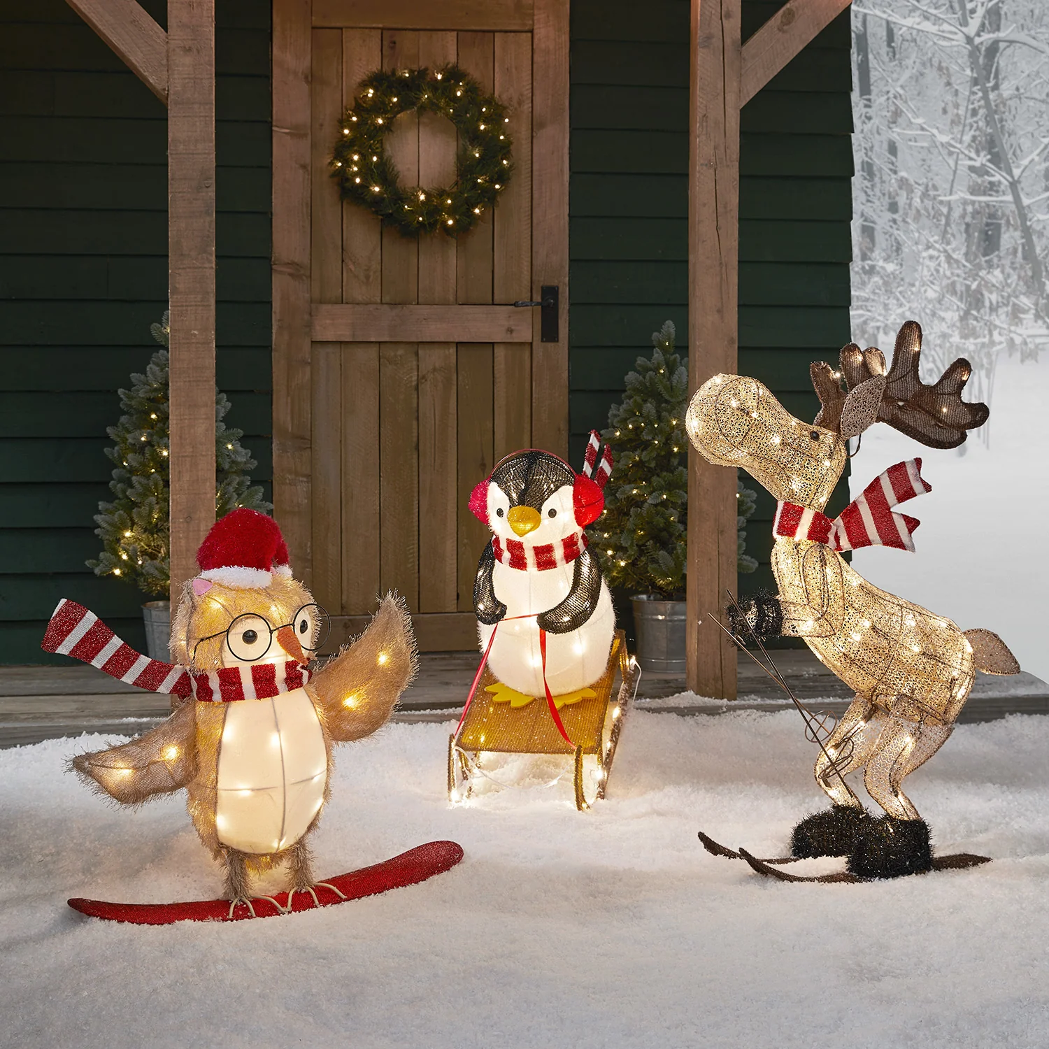 LED Weihnachtsfiguren außen Pinguin, Eule und Elch günstig online kaufen