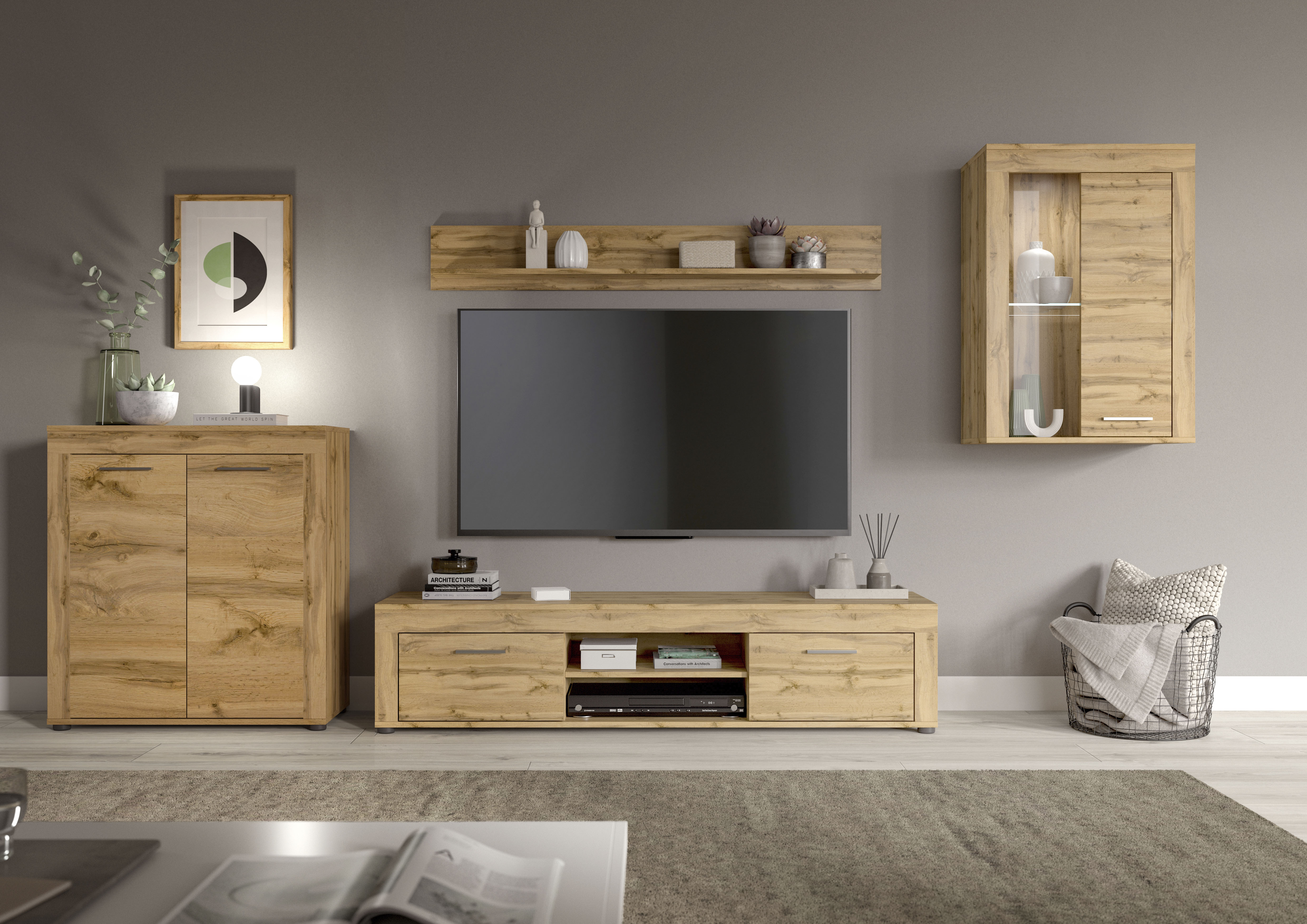 INOSIGN Wohnwand "Aosta, 4-tlg., best. aus: Highboard, Lowboard, Wandboard günstig online kaufen