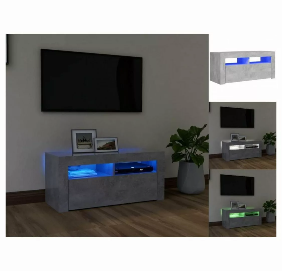 vidaXL TV-Schrank TV-Schrank mit LED-Leuchten Betongrau 90x35x40 cm Lowboar günstig online kaufen