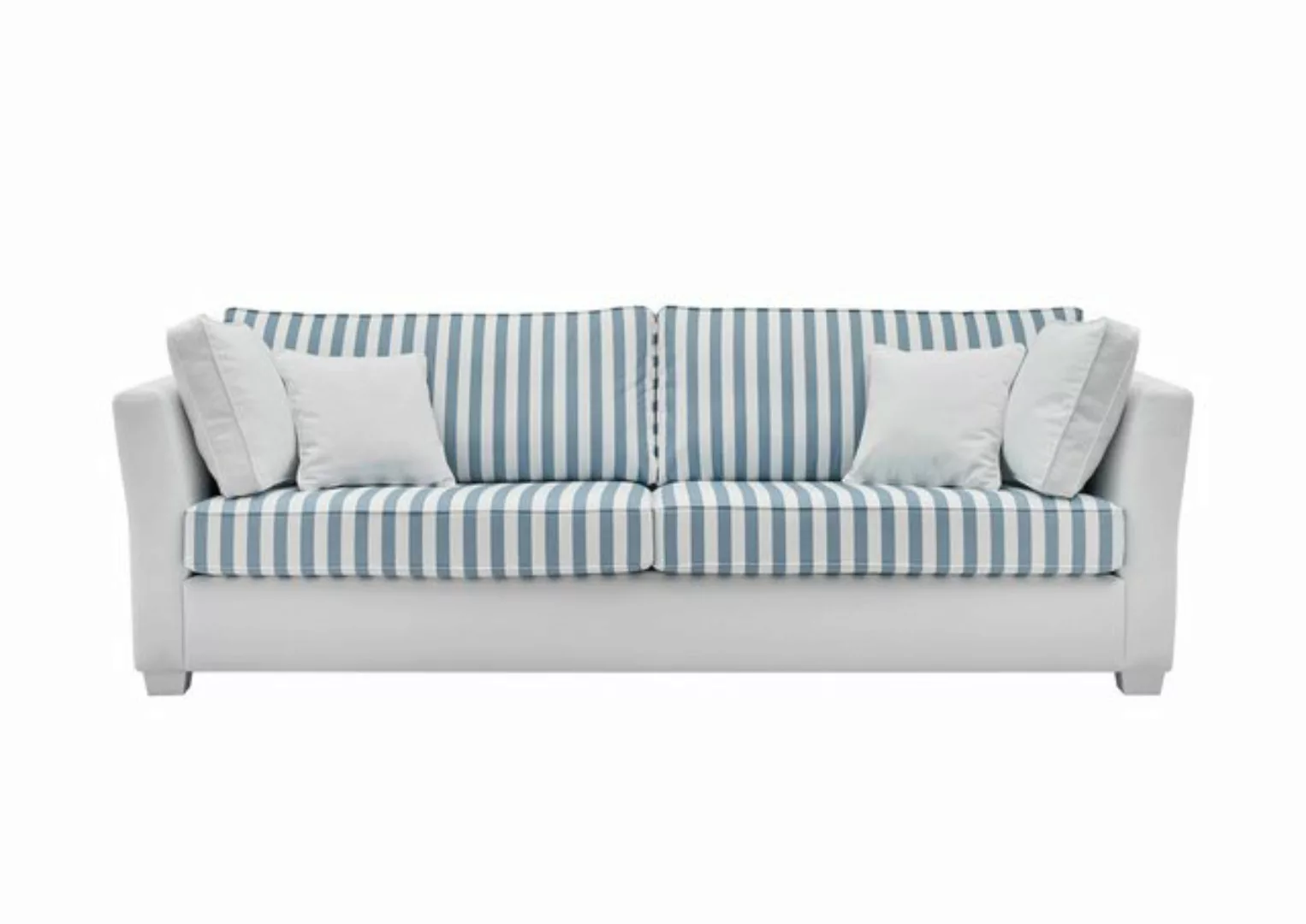 Empinio24 Sofa Wales, 3-Sitzer, mit Federkern, weis blau gestreift günstig online kaufen