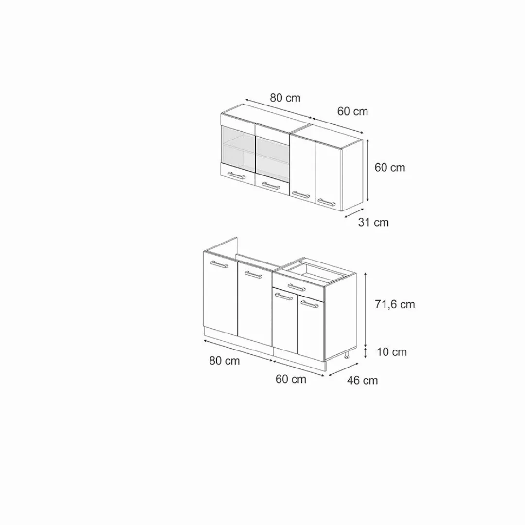Vicco Küchenzeile R-Line, Anthrazit Landhaus/Goldkraft Eiche, günstig online kaufen