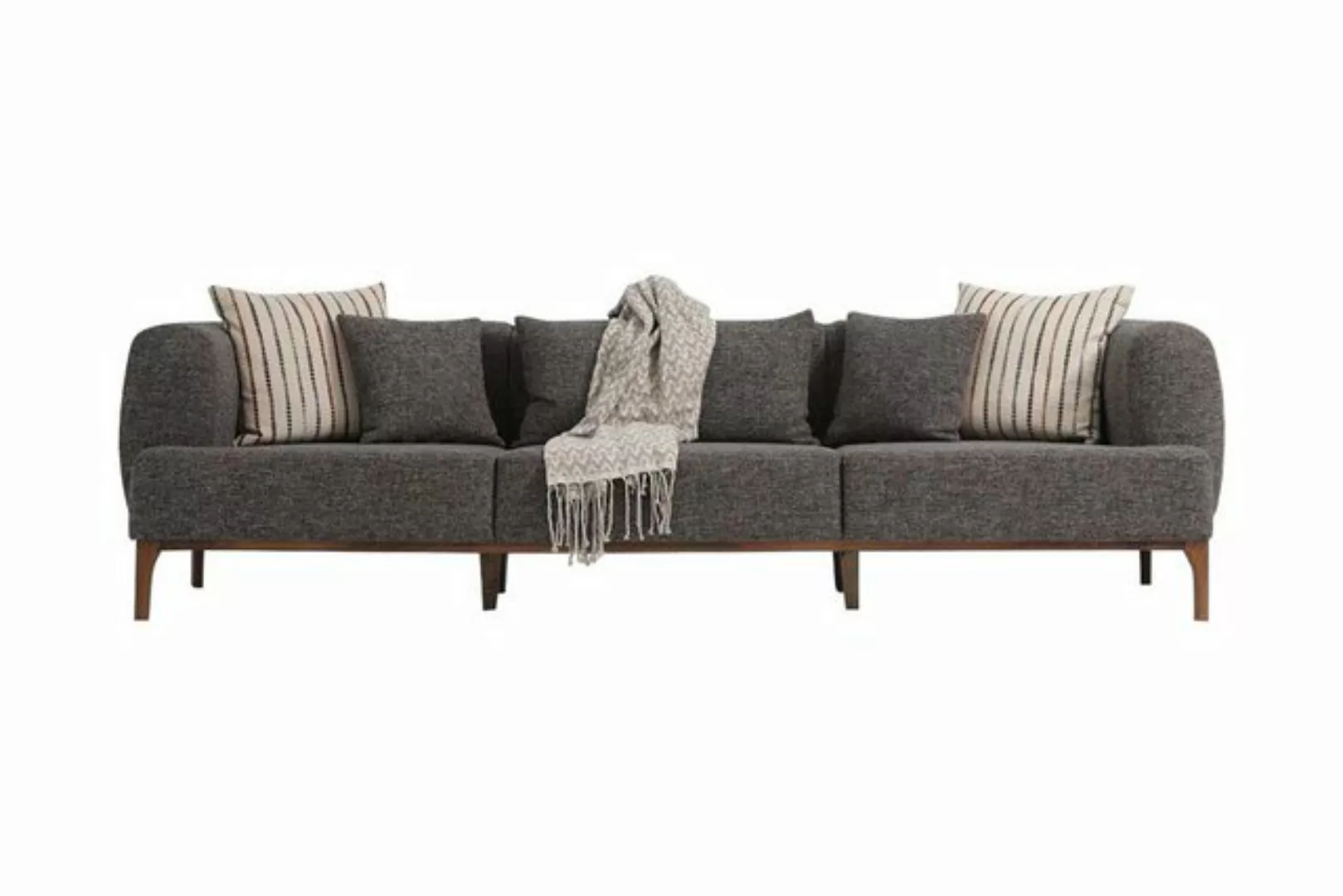 JVmoebel 3-Sitzer Dreisitzer Sofa 3 Sitzer Sofas Grau Stoff Wohnzimmer Luxu günstig online kaufen