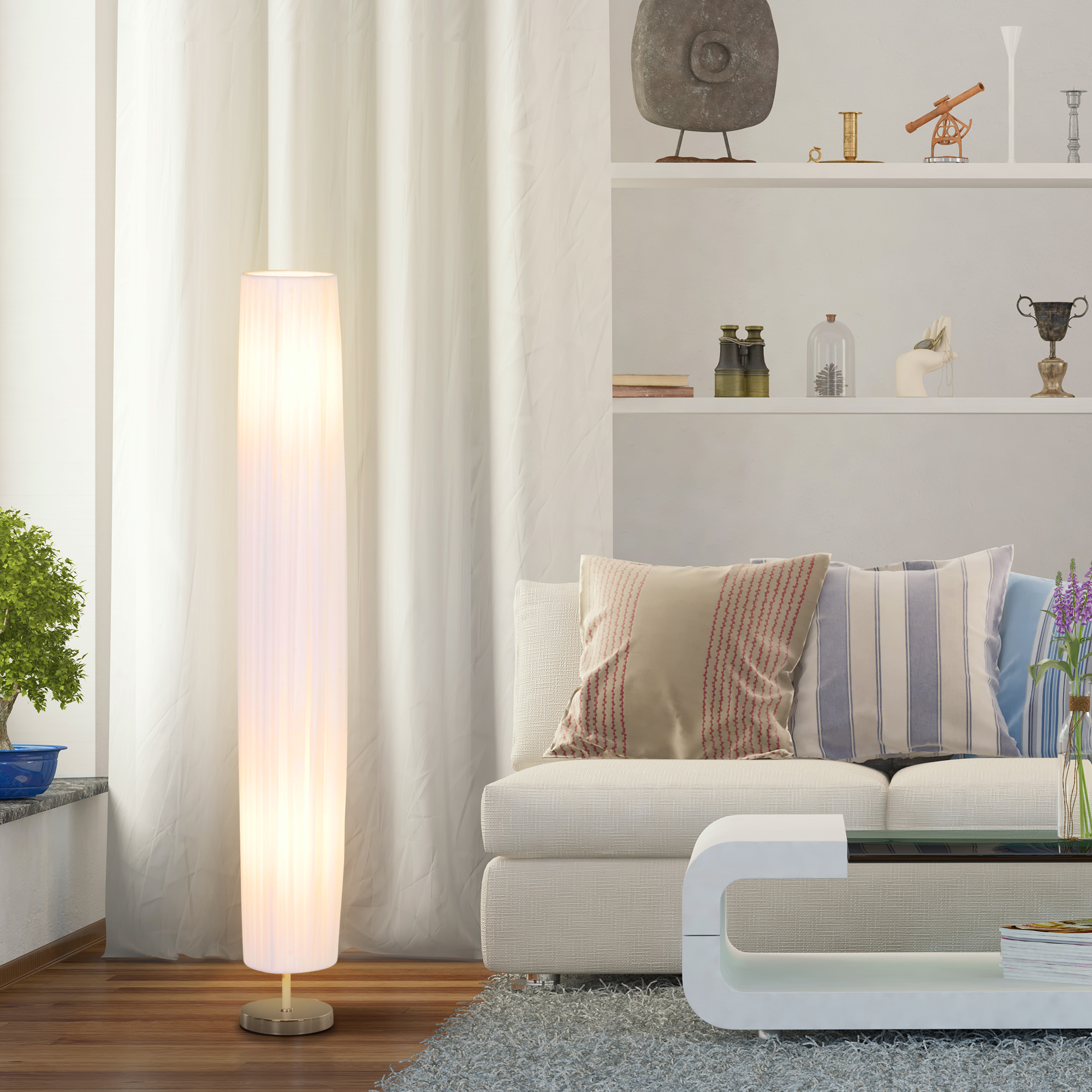 HOMCOM Stehleuchte  Elegante Standlampe E27, Edelstahl & Polyester, Weiß, Φ günstig online kaufen