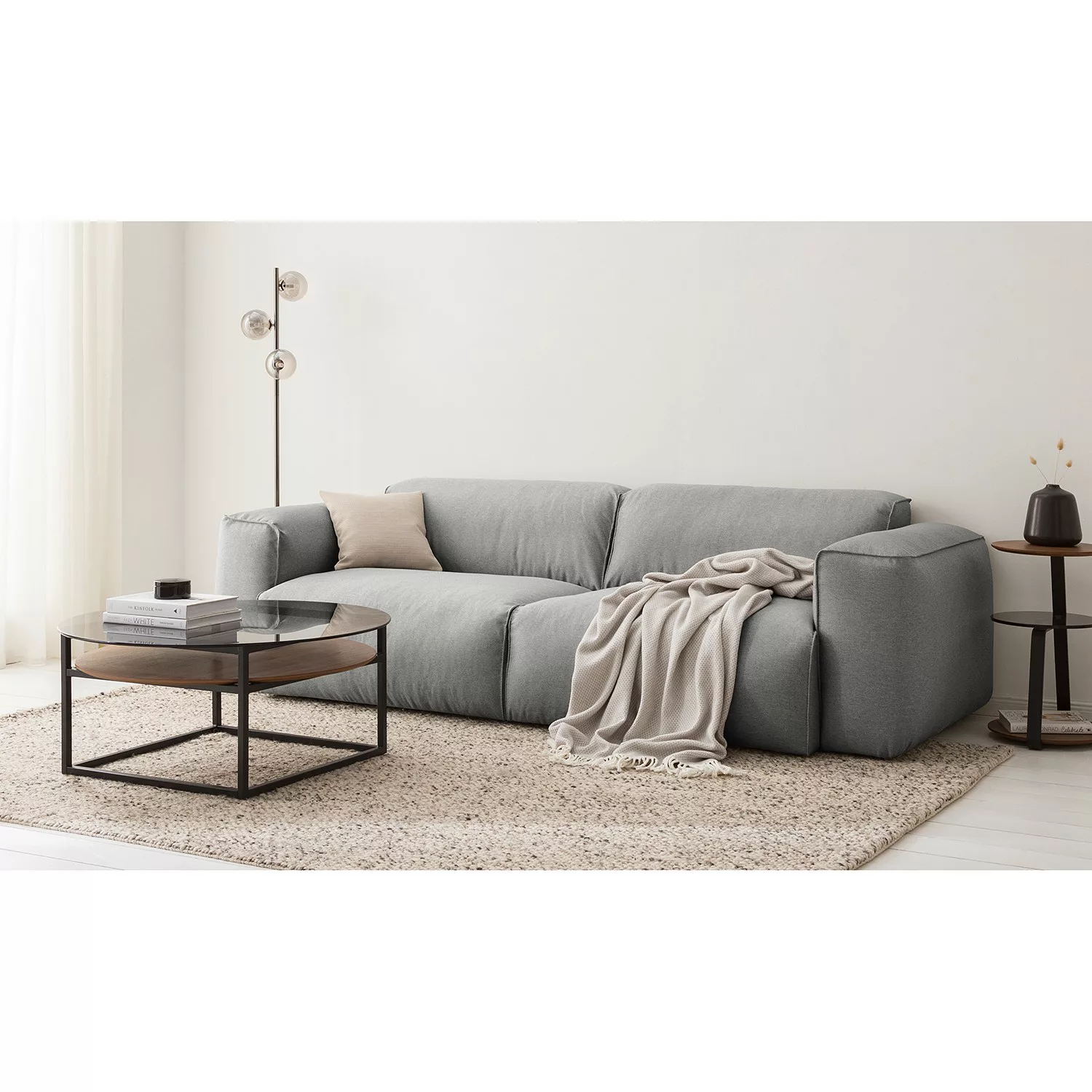 home24 Studio Copenhagen Sofa Hudson II 3-Sitzer Anthrazit Webstoff 259x71x günstig online kaufen