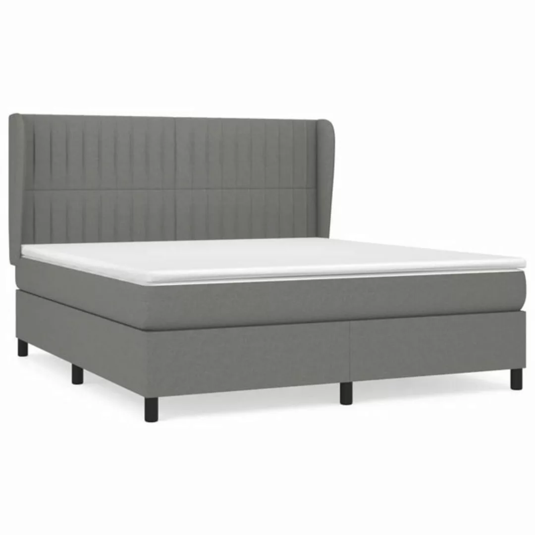 vidaXL Boxspringbett Boxspringbett mit Matratze Dunkelgrau 160x200 cm Stoff günstig online kaufen