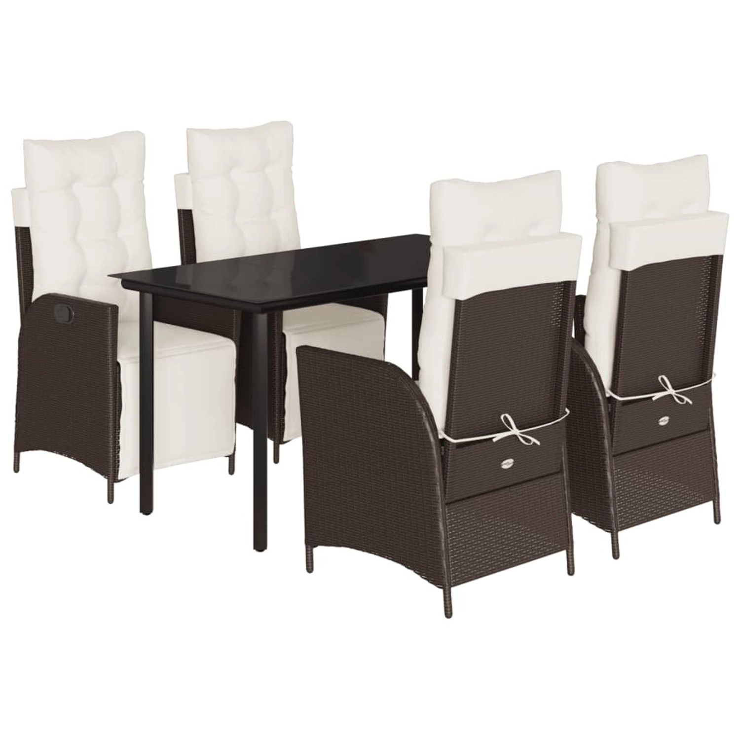 vidaXL 5-Tlg Garten-Essgruppe mit Kissen Braun Poly Rattan 3213415 günstig online kaufen