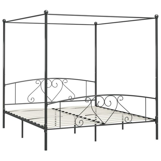 furnicato Bettgestell Himmelbett-Gestell Grau Metall 200 x 200 cm (1-tlg) günstig online kaufen