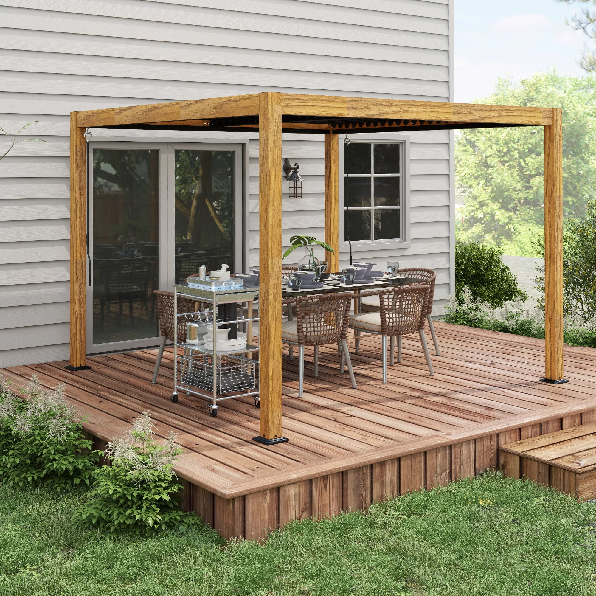 Outsunny Pergola ca. 3 x 3 m Gartenpavillon mit UV-Schutz, verstellbarem Da günstig online kaufen