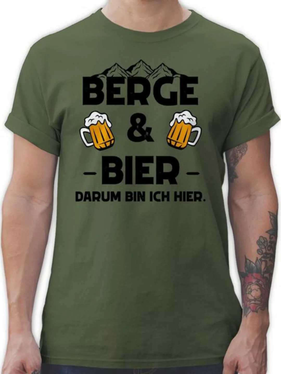 Shirtracer T-Shirt Berge und Bier schwarz Sprüche Statement mit Spruch günstig online kaufen