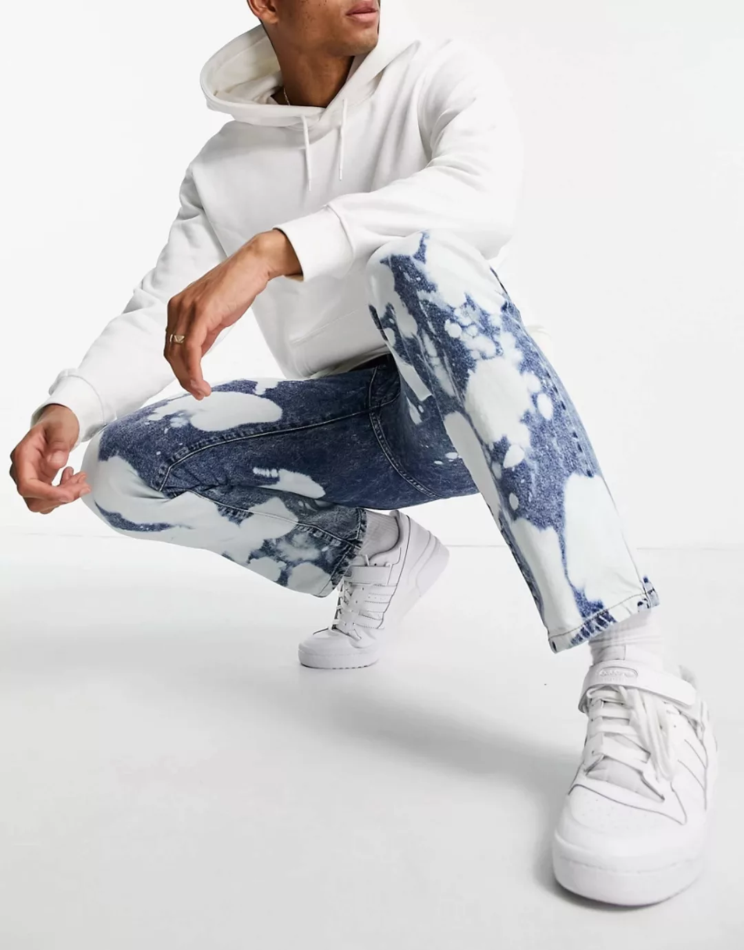 Topman – Straight Jeans mit verblichenem Design-Blau günstig online kaufen