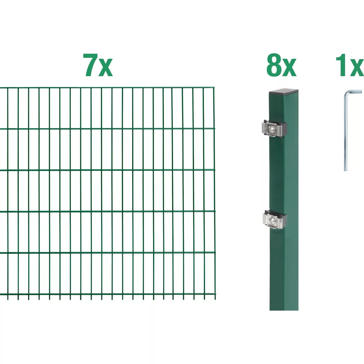 Metallzaun Grund-Set Doppelstabmatte verz. Grün beschichtet 7 x 2 m x 0,8 m günstig online kaufen