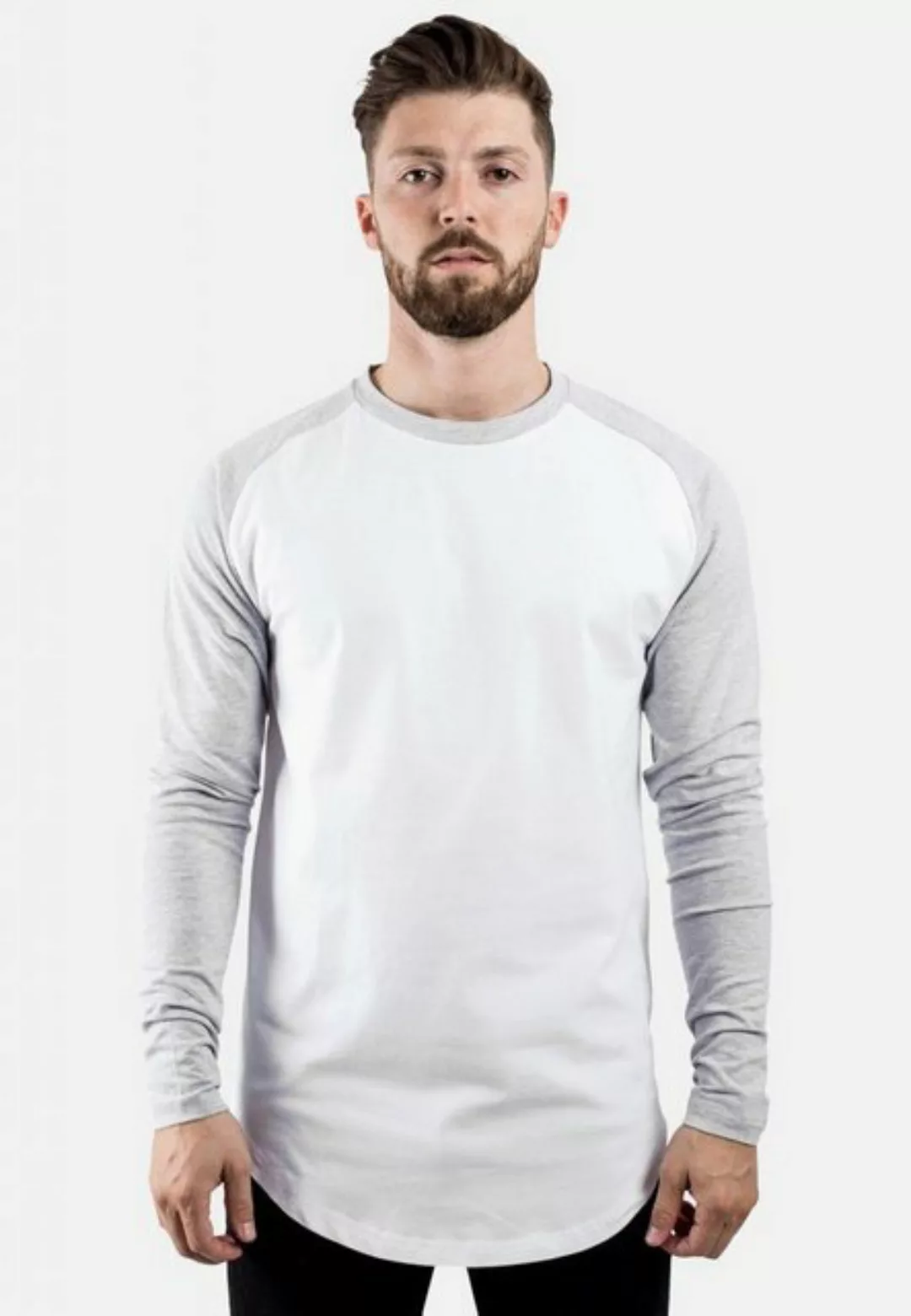 Blackskies T-Shirt Baseball Longshirt T-Shirt Weiß Grau X-Large günstig online kaufen