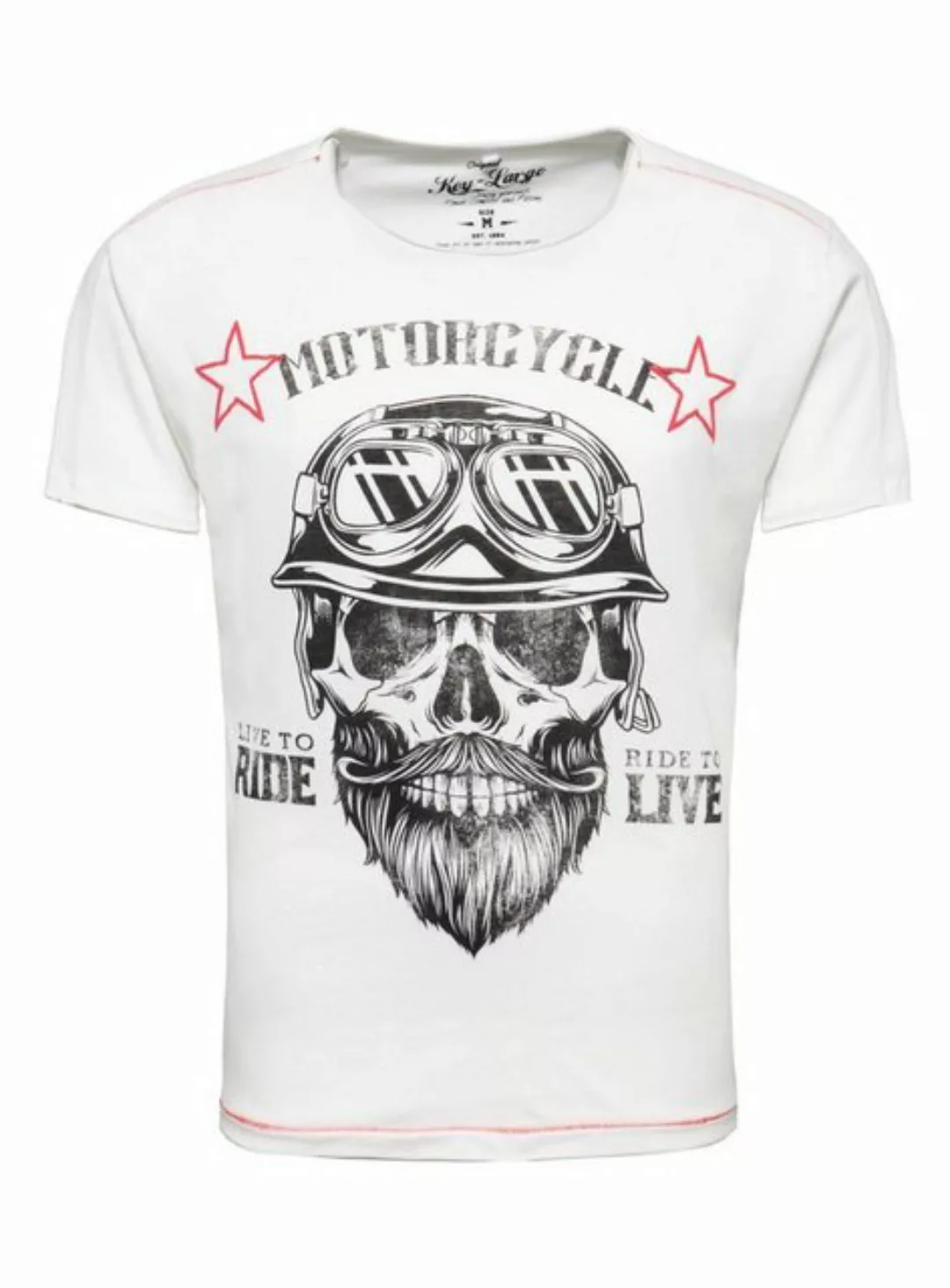 Key Largo T-Shirt für Herren Bearded Biker Skull Print Motiv vintage Look M günstig online kaufen
