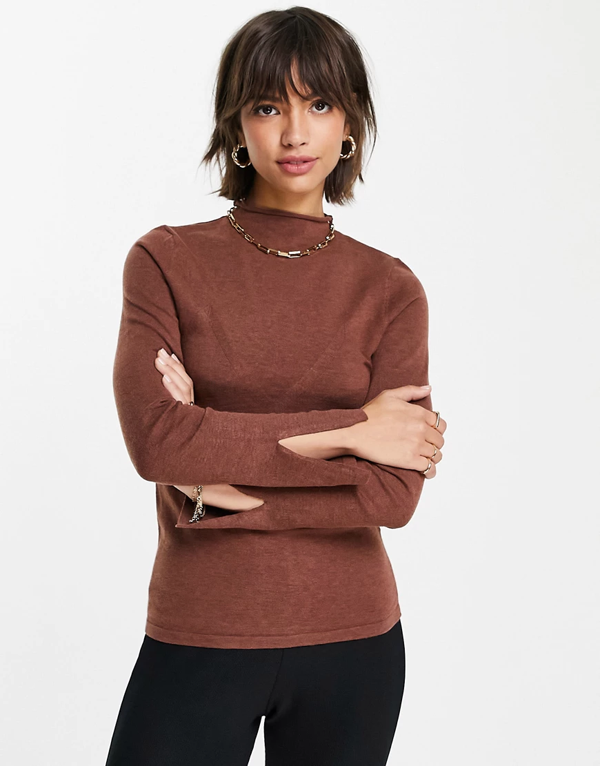 Fashion Union – Hochgeschlossener, gerippter Pullover mit Ziernaht an der B günstig online kaufen