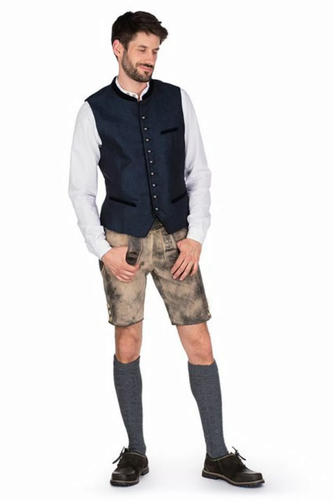 Maddox Trachtenlederhose Lederhose Herren kurz - HOPFENSEE - beige antik günstig online kaufen