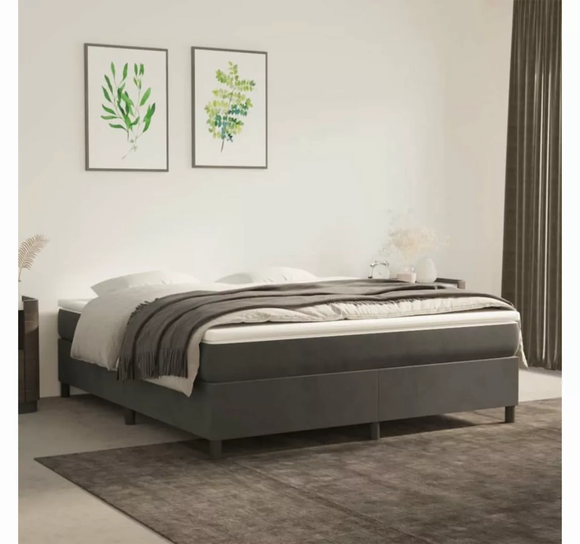 furnicato Bett Boxspringbett Dunkelgrau 160x200 cm Samt günstig online kaufen