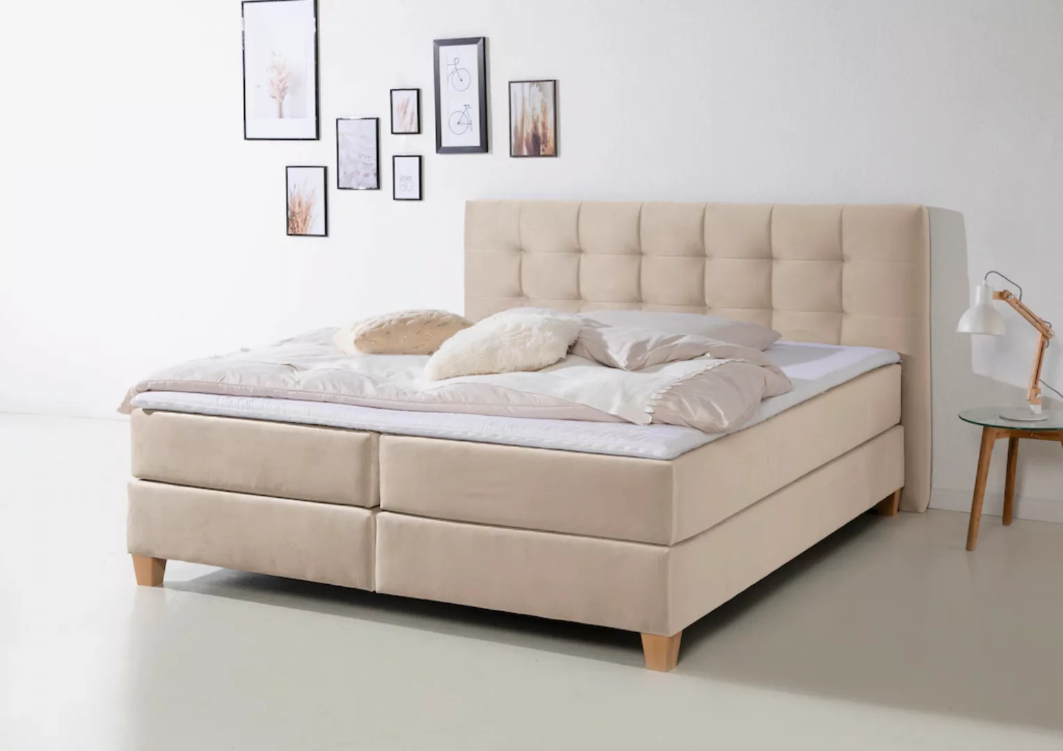 Home affaire Boxspringbett "Moulay", inkl. Topper, in Überlänge 220 cm, 3 H günstig online kaufen