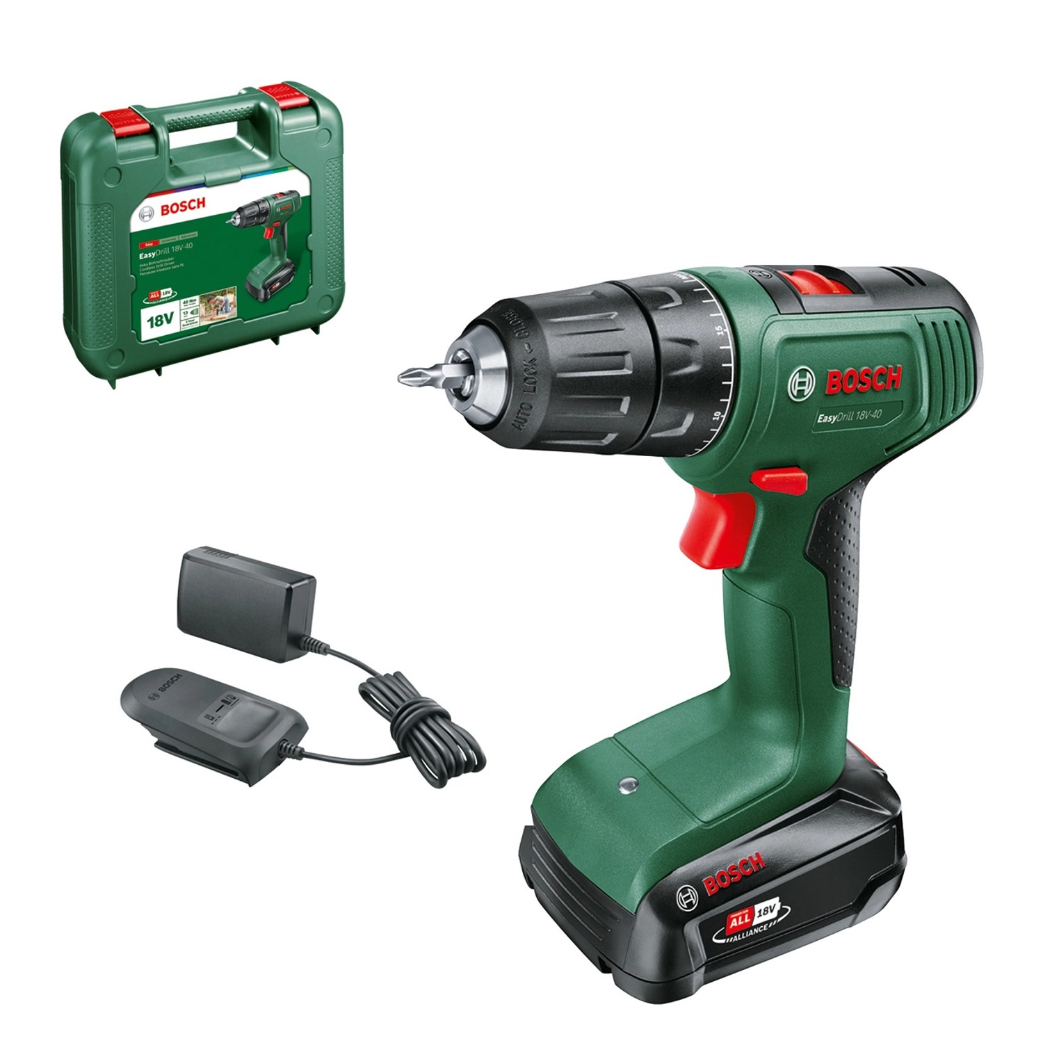 Bosch 18 V Akku-Bohrschrauber EasyDrill 18V-40 inkl. 1 Akku (2 Ah) mit Koff günstig online kaufen