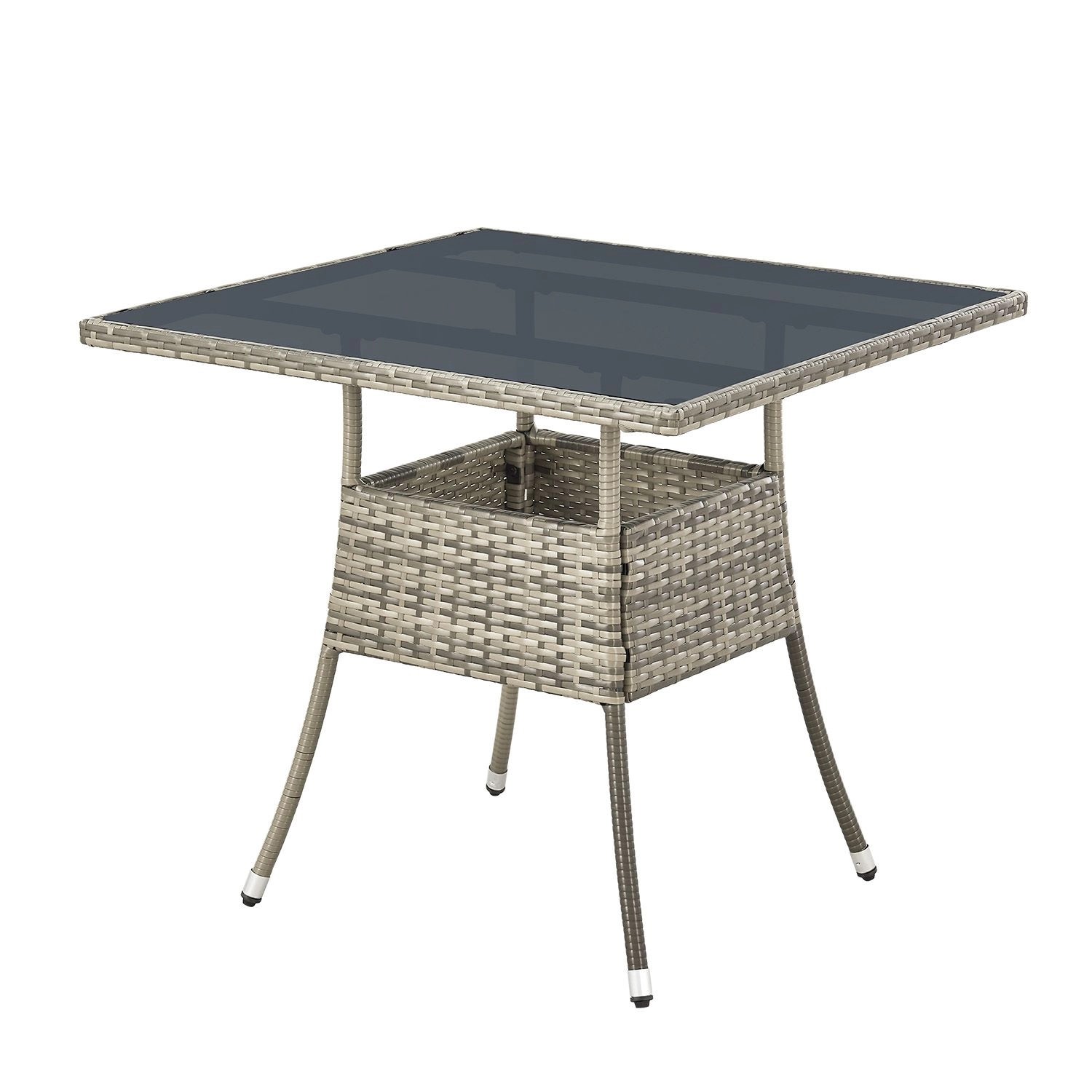 Juskys Polyrattan Gartentisch Yoro Quadratisch Grau 80x80 cm günstig online kaufen