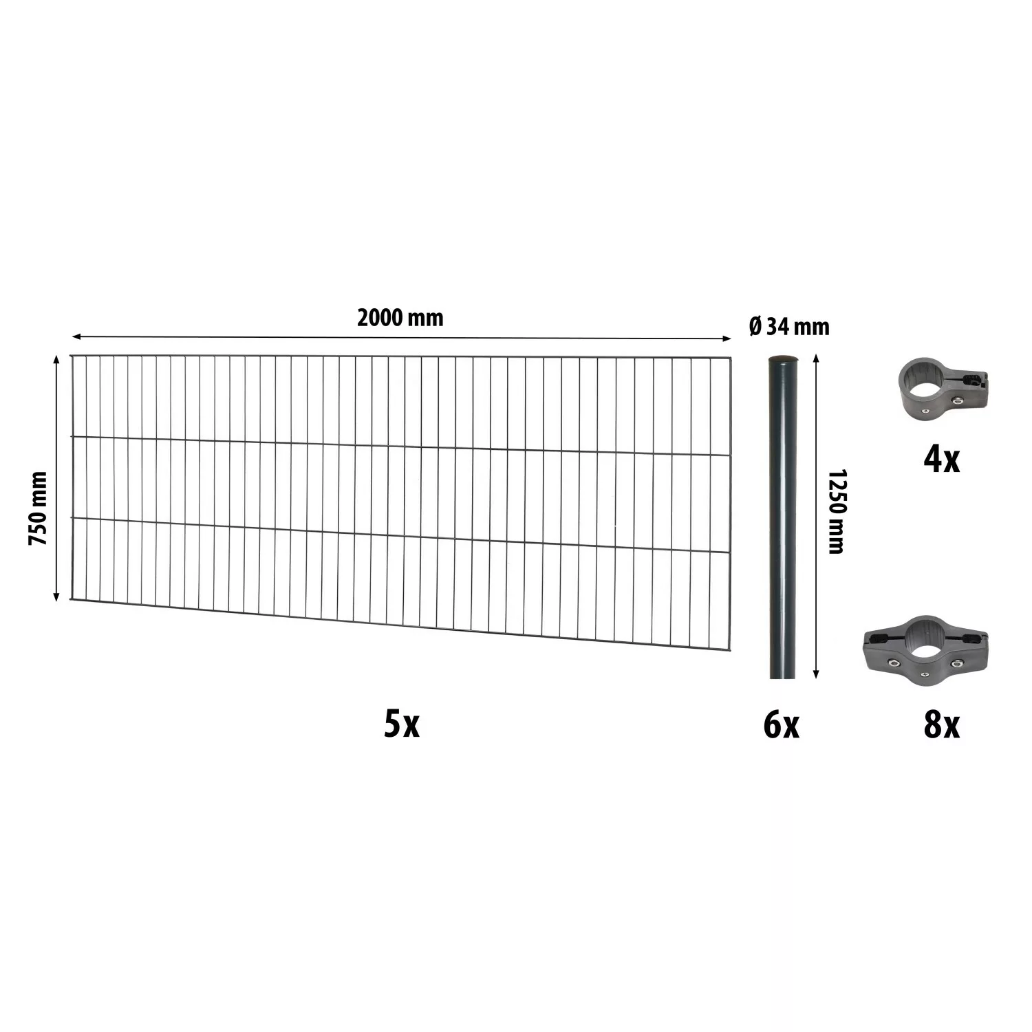 Einstabmattenzaun-Set Classic Anthrazit 75 cm x 1000 cm günstig online kaufen