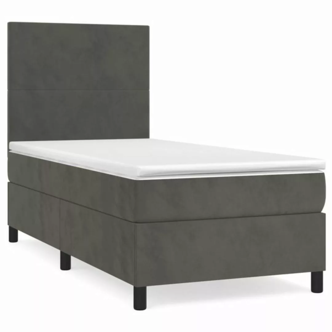 vidaXL Boxspringbett Boxspringbett mit Matratze Dunkelgrau 80x200 cm Samt B günstig online kaufen