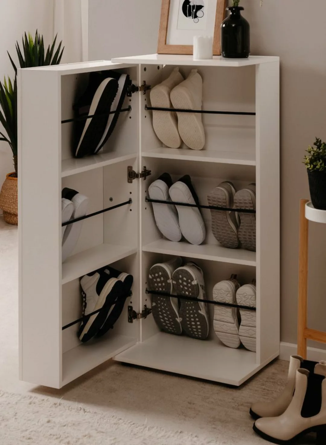 Furn.Design Schuhschrank Logu (Kommode in weiß, ausklappbar, 50 x 110 cm) b günstig online kaufen