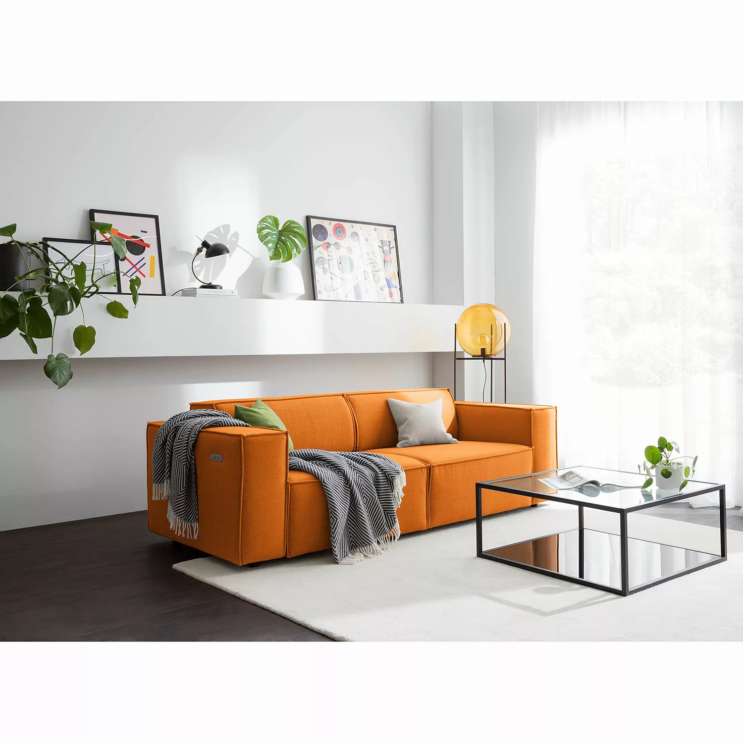 home24 Sofa Kinx 2,5-Sitzer Rostbraun Webstoff 223x70x96 cm (BxHxT) Modern günstig online kaufen