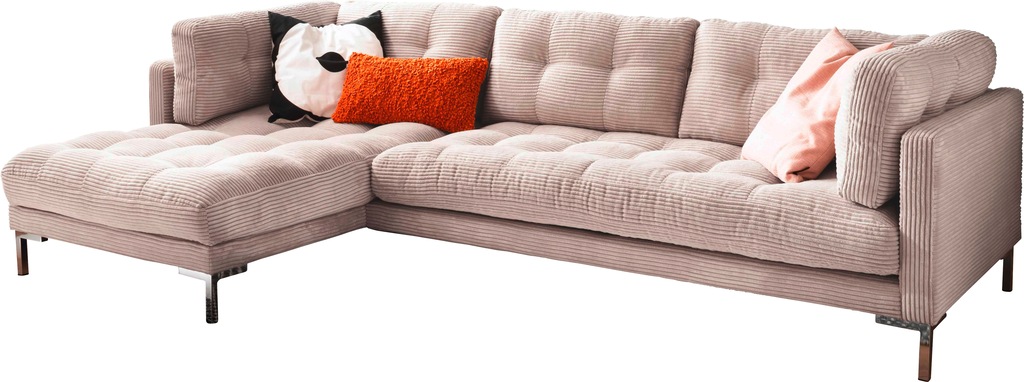 Trends by HG Ecksofa "Landau L-Form", in Cord-Stoff mit Metallfuß günstig online kaufen