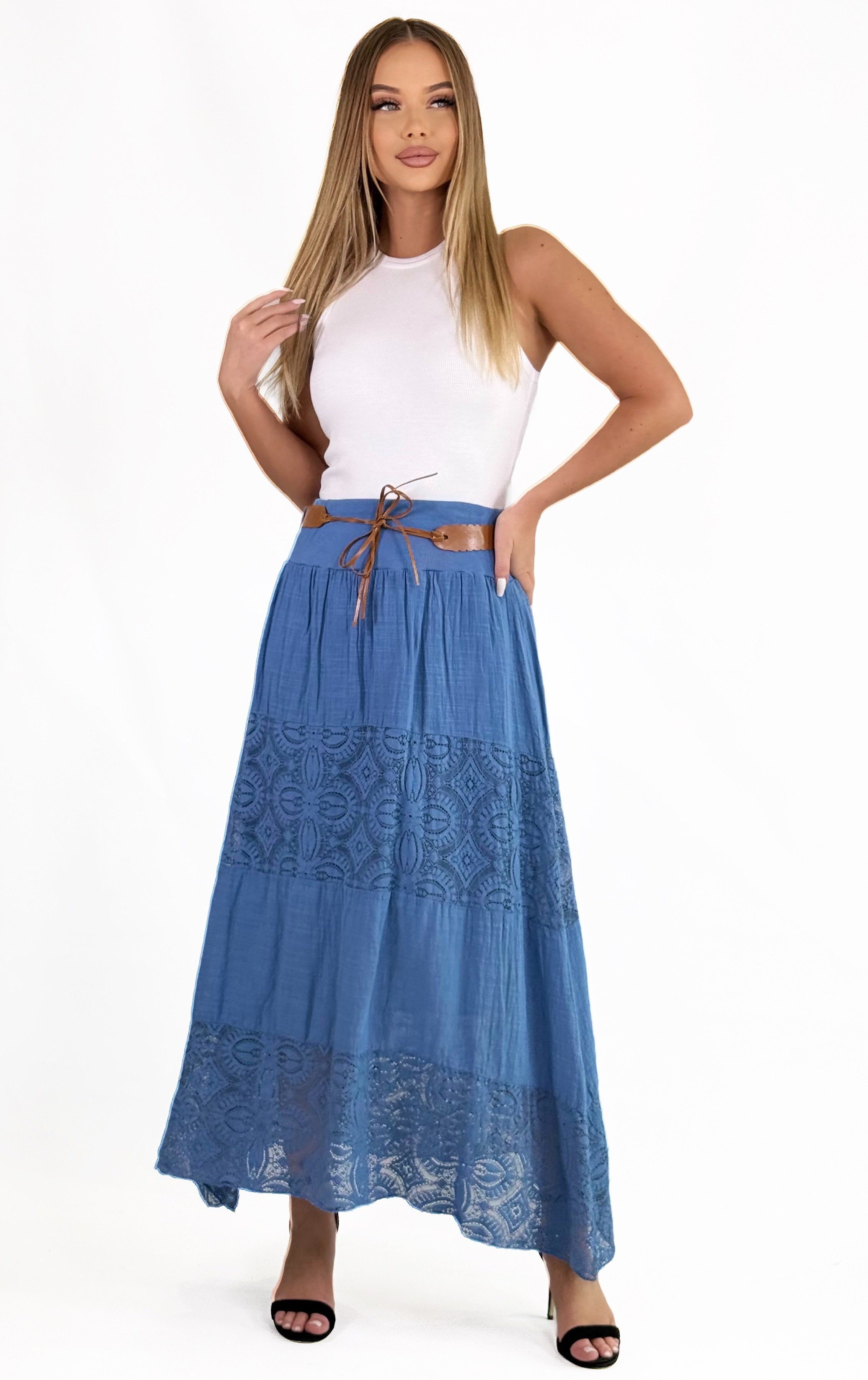 Mississhop A-Linien-Rock Baumwolle Rock Sommerrock locker günstig online kaufen