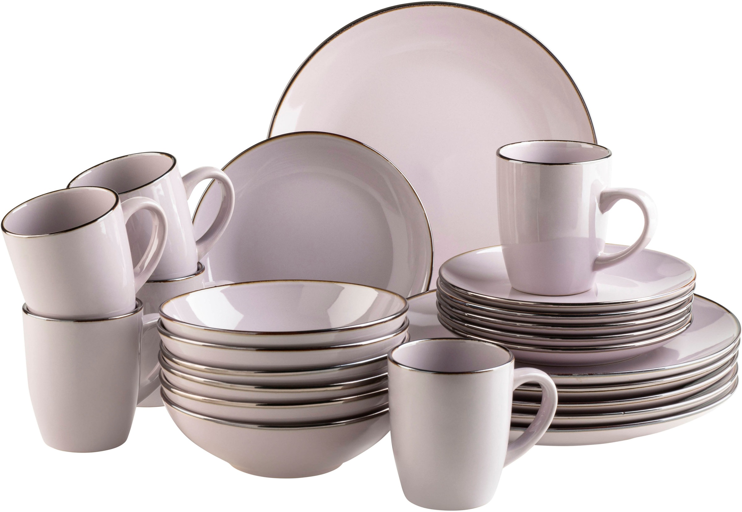 MÄSER Kombiservice »Geschirr-Set, Service Metallic Rim«, (Set, 24 tlg.), me günstig online kaufen