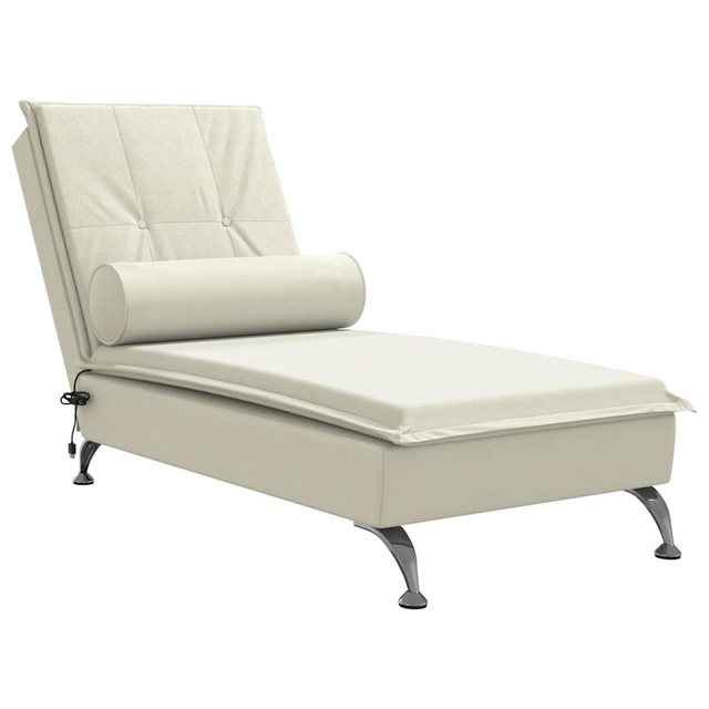 vidaXL Chaiselongue Massage-Chaiselongue mit Nackenrolle Creme Samt, 1 Teil günstig online kaufen