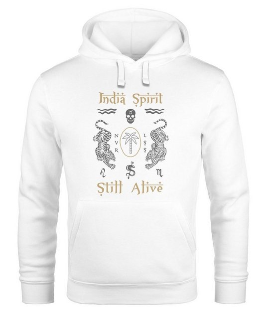 Neverless Hoodie Hoodie Herren Tiger Motiv Totenkopf India Spirit Schriftzu günstig online kaufen