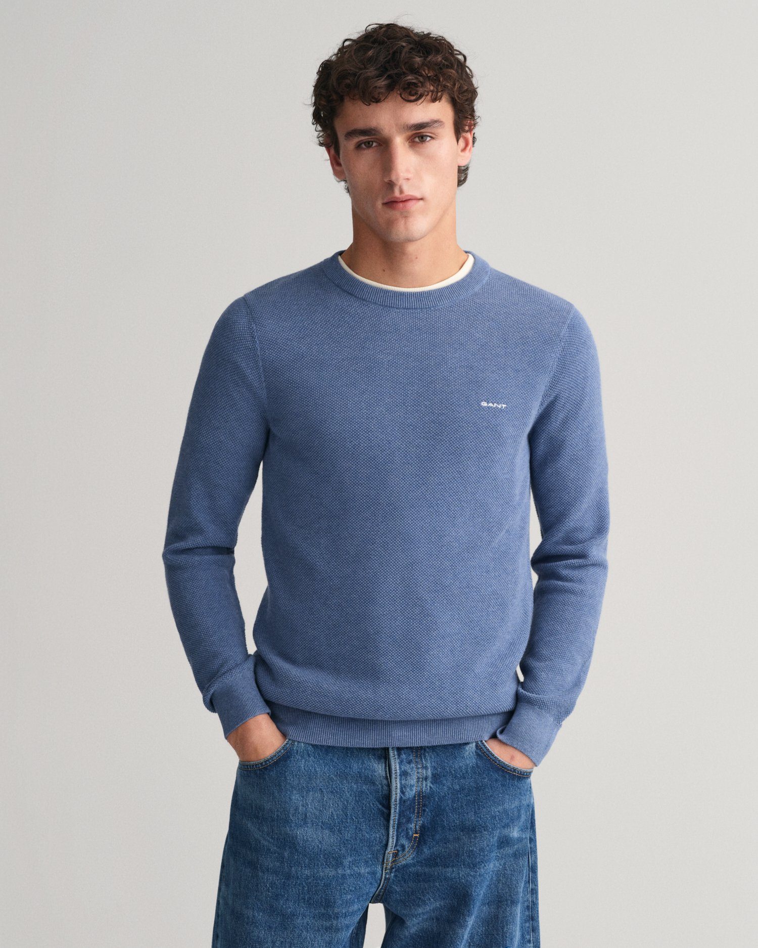 Gant Rundhalspullover COTTON PIQUE C-NECK mit günstig online kaufen