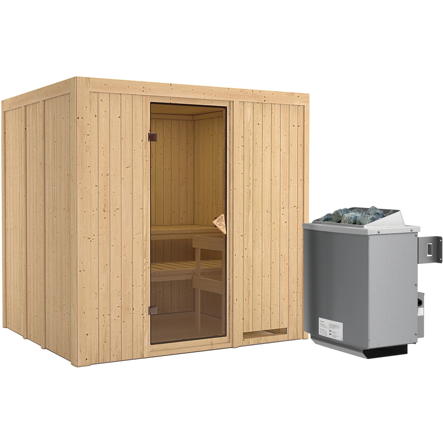 Karibu Sauna-Set Stina inkl. Ofen 9 kW mit integr. Steuerung günstig online kaufen