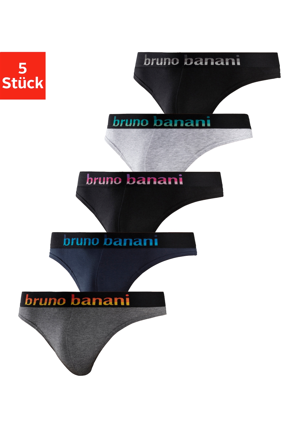 Bruno Banani String, (Packung, 5 St.), mit Streifen Logo Webbund günstig online kaufen