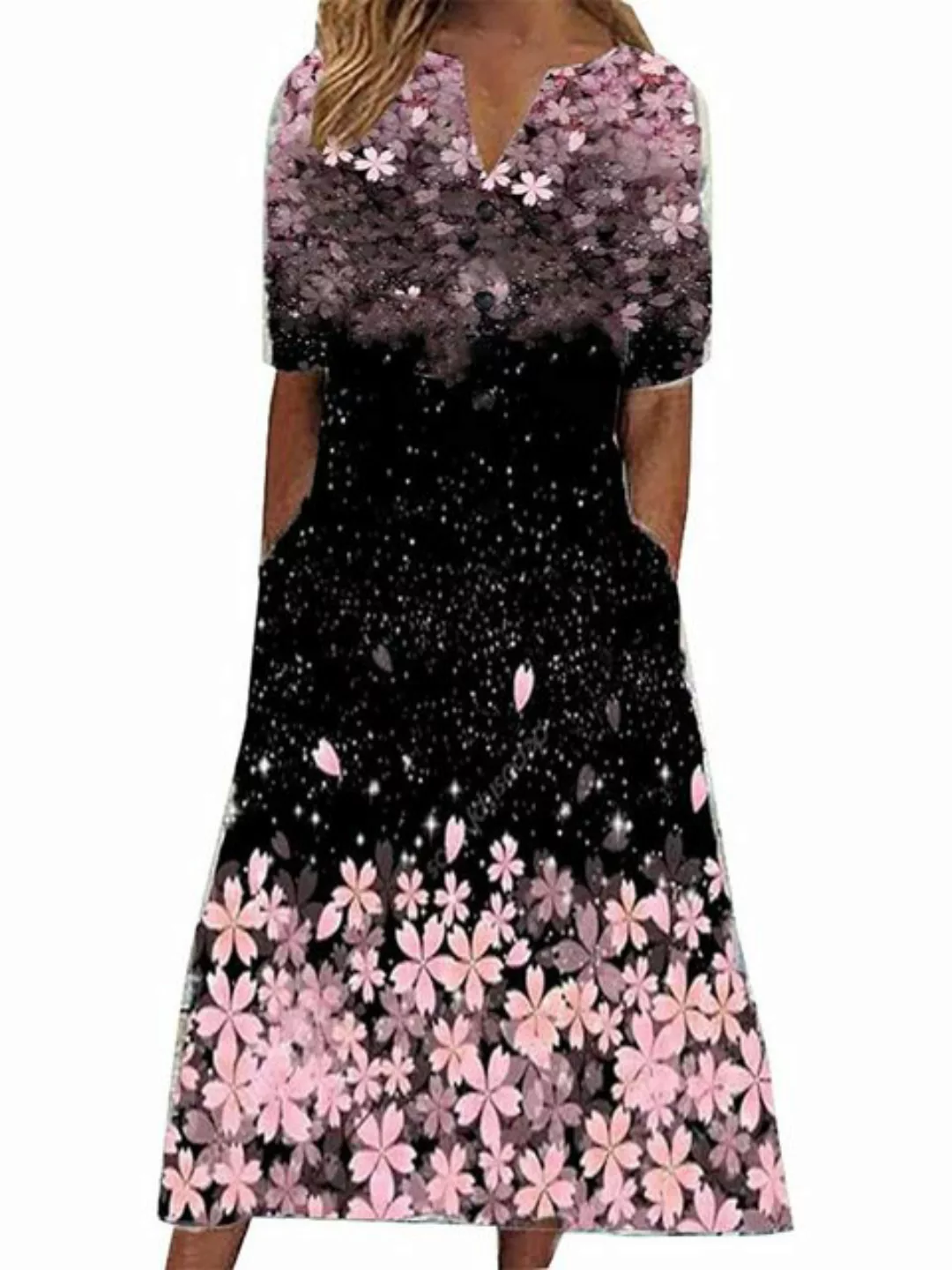 KIKI Blusenkleid Glitzer Kleid Locker Sommerkleid Tunika Maxikleid Frühling günstig online kaufen