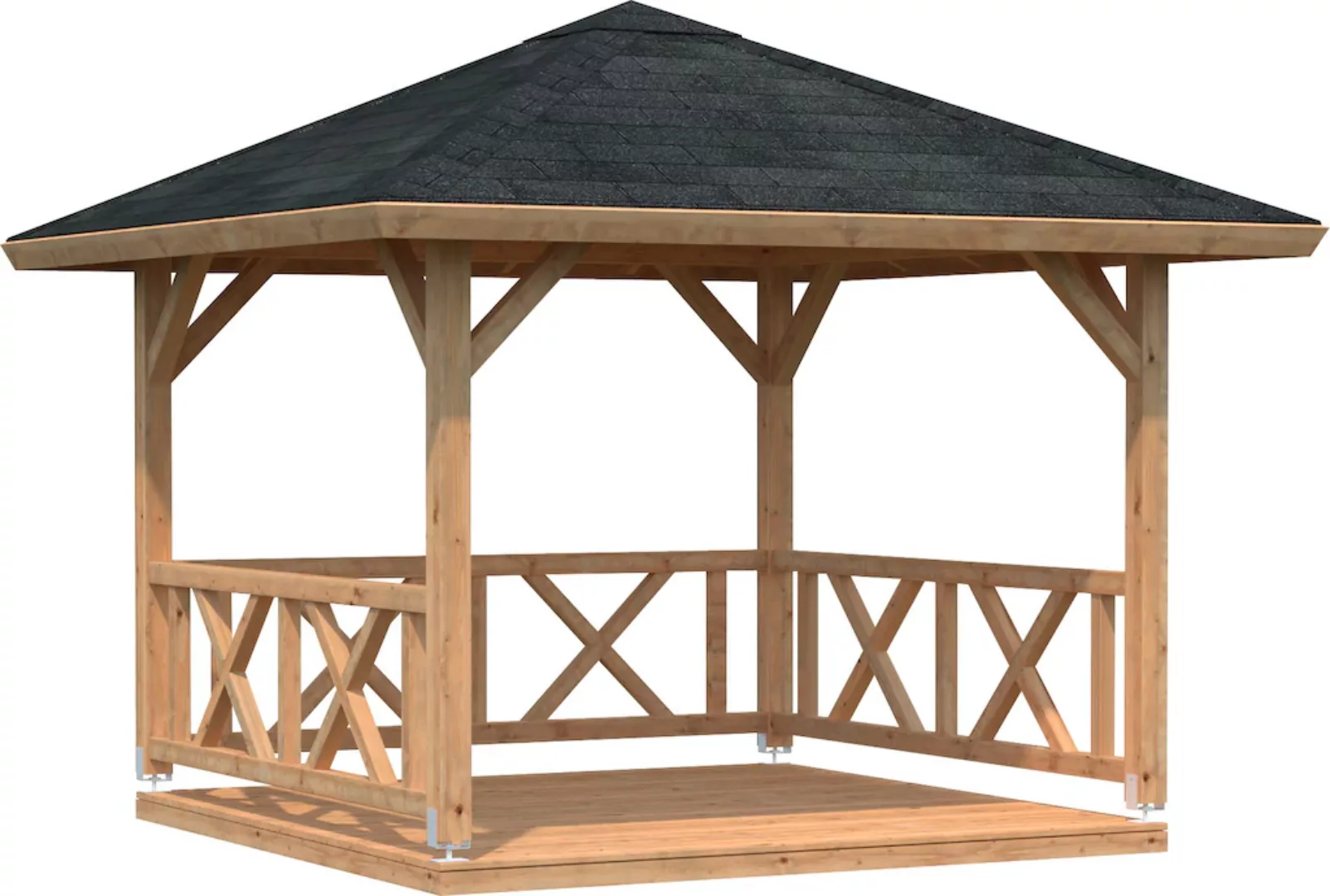 Palmako Holz-Pavillon Betty Braun imprägniert 300 cm x 300 cm ohne Fußboden günstig online kaufen