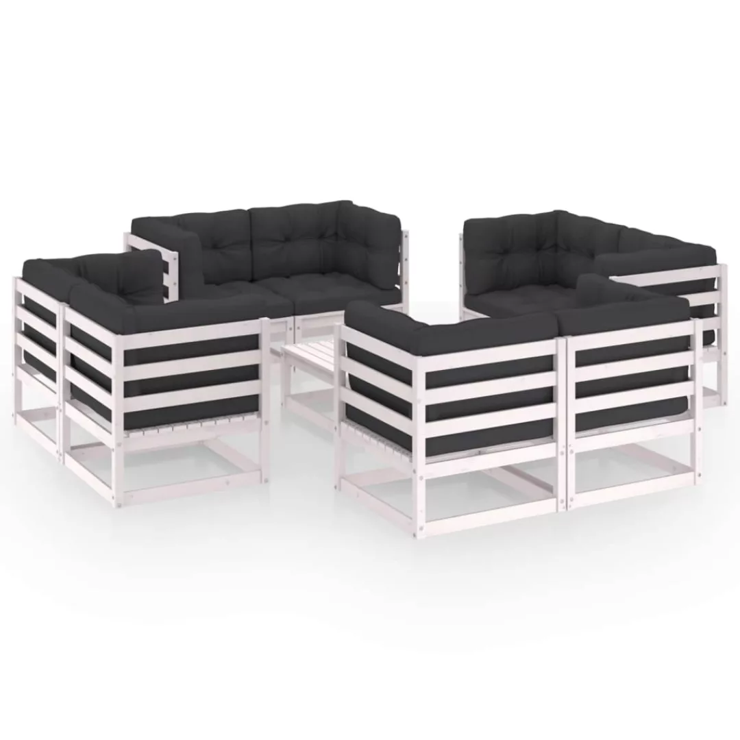 9-tlg. Garten-lounge-set Mit Kissen Kiefer Massivholz günstig online kaufen