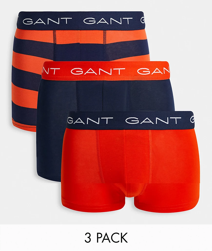 Gant – Unterhosen in Marineblau/Orange gestreift mit kontrastierendem Logob günstig online kaufen