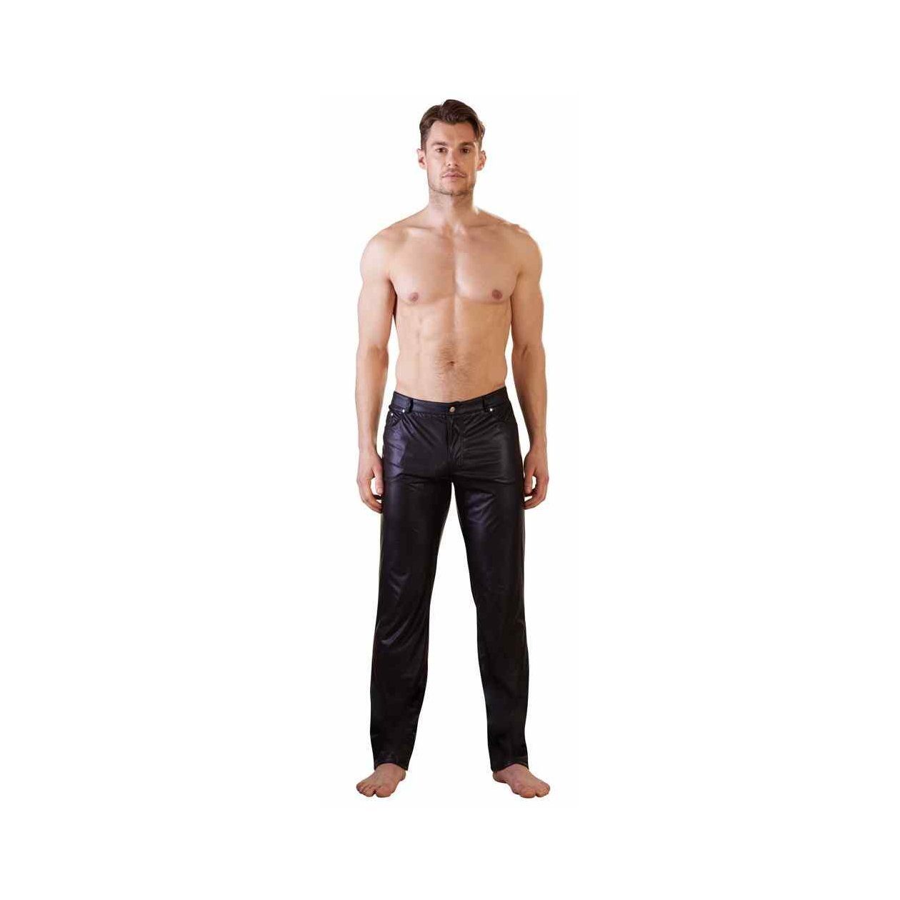 NEK Lederimitathose Gerade geschnittene Herren-Hose im günstig online kaufen