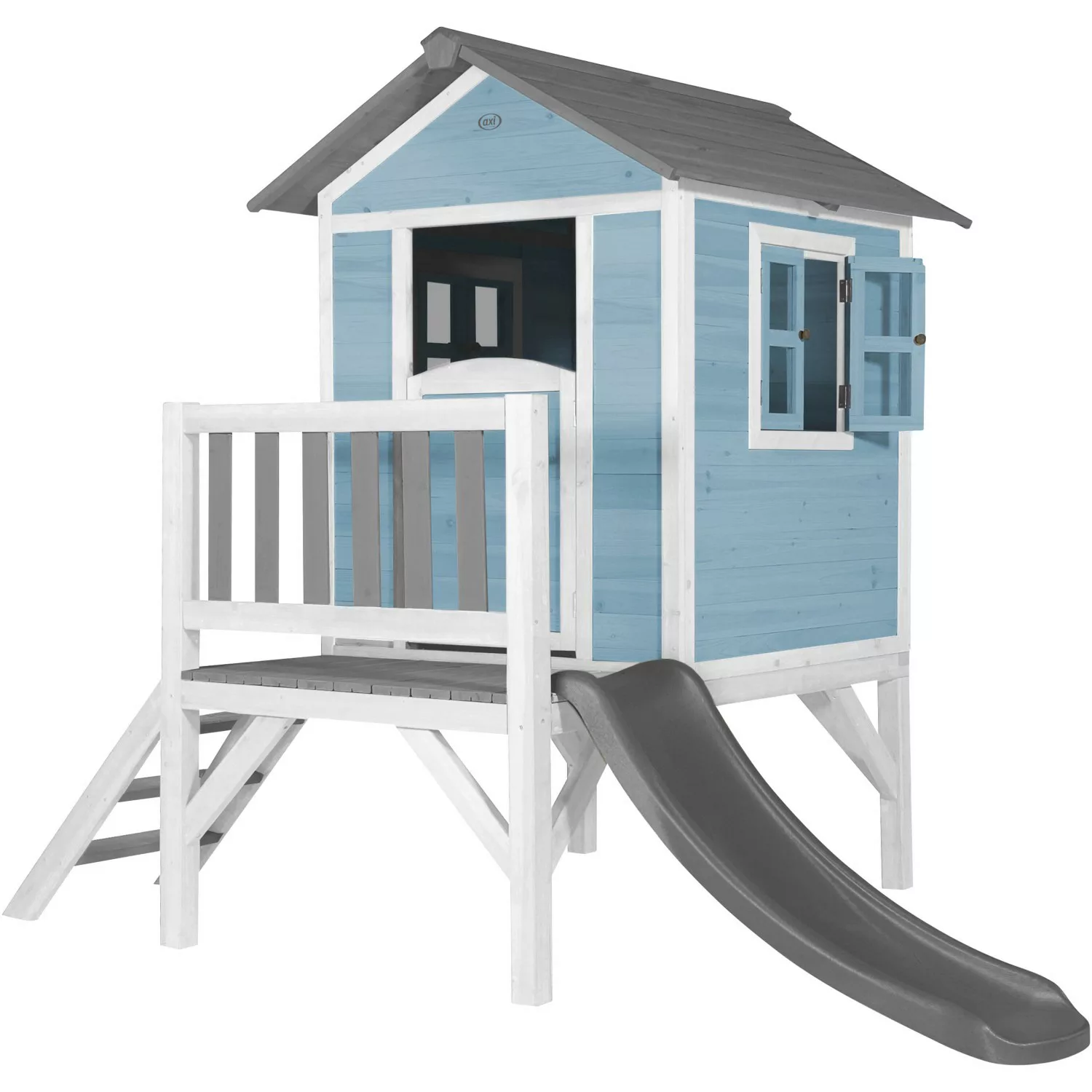 Axi Lodge XL Spielhaus Karibisches Blau mit Grauer Rutsche 167 x 240 x 189 günstig online kaufen