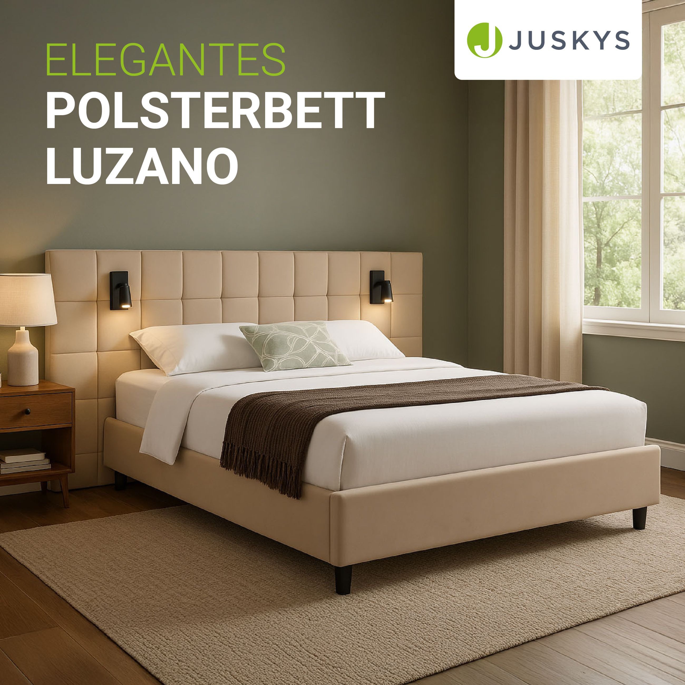 Juskys Polsterbett Luzano, 140x200 cm, Samt, günstig online kaufen