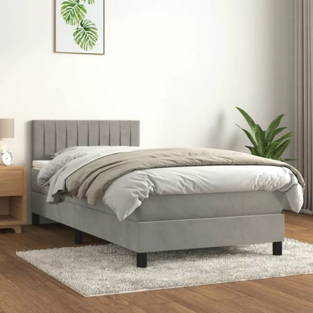 Vidaxl Boxspringbett Mit Matratze Hellgrau 80x200 Cm Samt günstig online kaufen