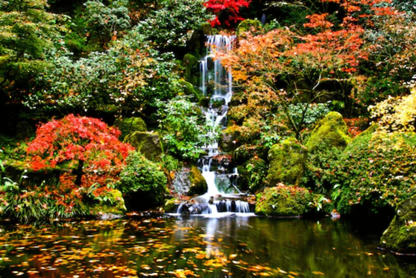 Papermoon Fototapete »Wasserfall in Japanischen garten« günstig online kaufen