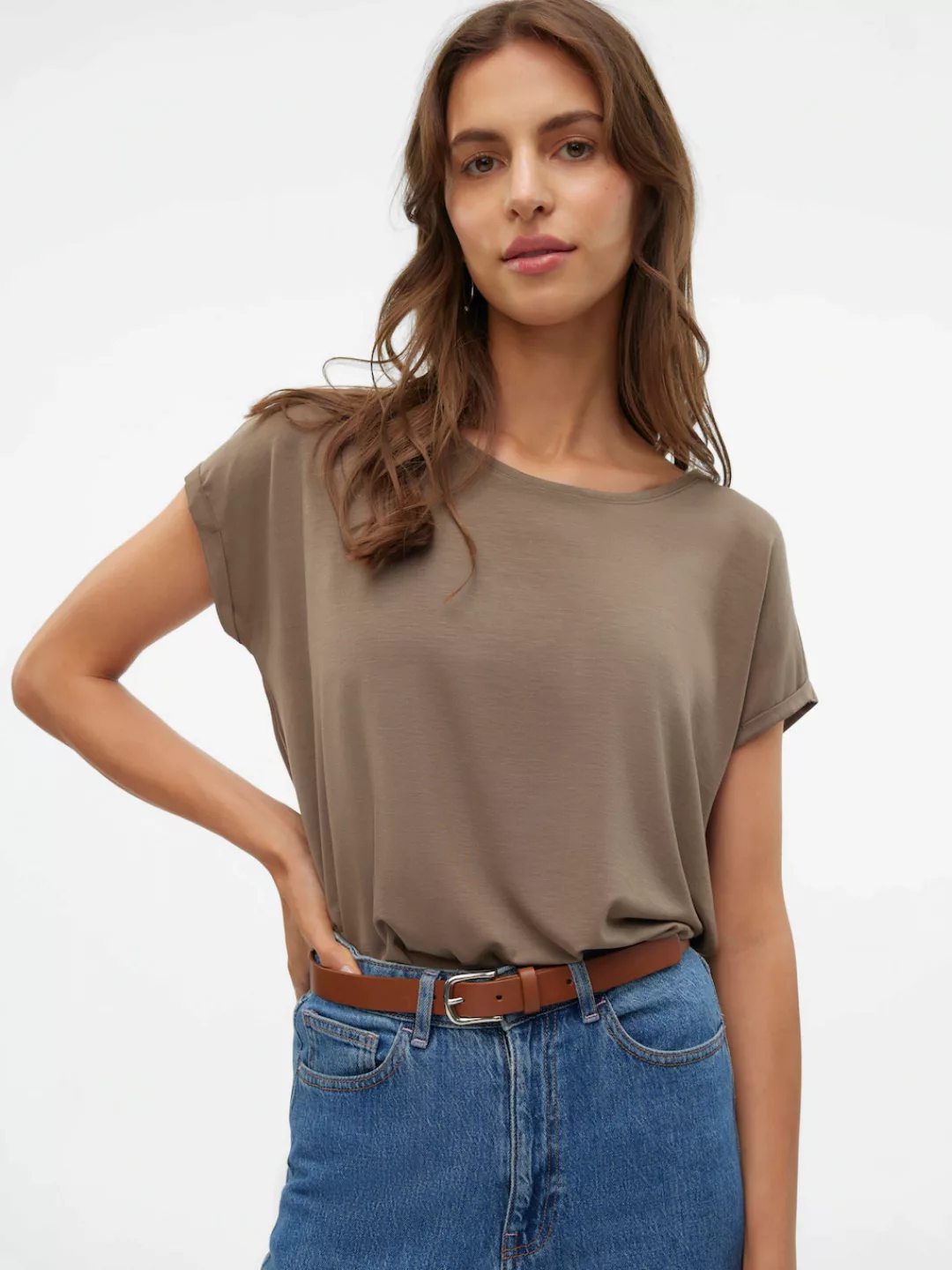 Vero Moda Rundhalsshirt "VMAVA PLAIN SS TOP GAJRS NOOS" günstig online kaufen