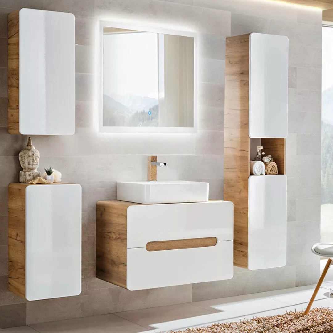 Lomadox Badezimmermöbel Set LUTON-56 mit Waschtisch mit 80cm Unterschrank & günstig online kaufen