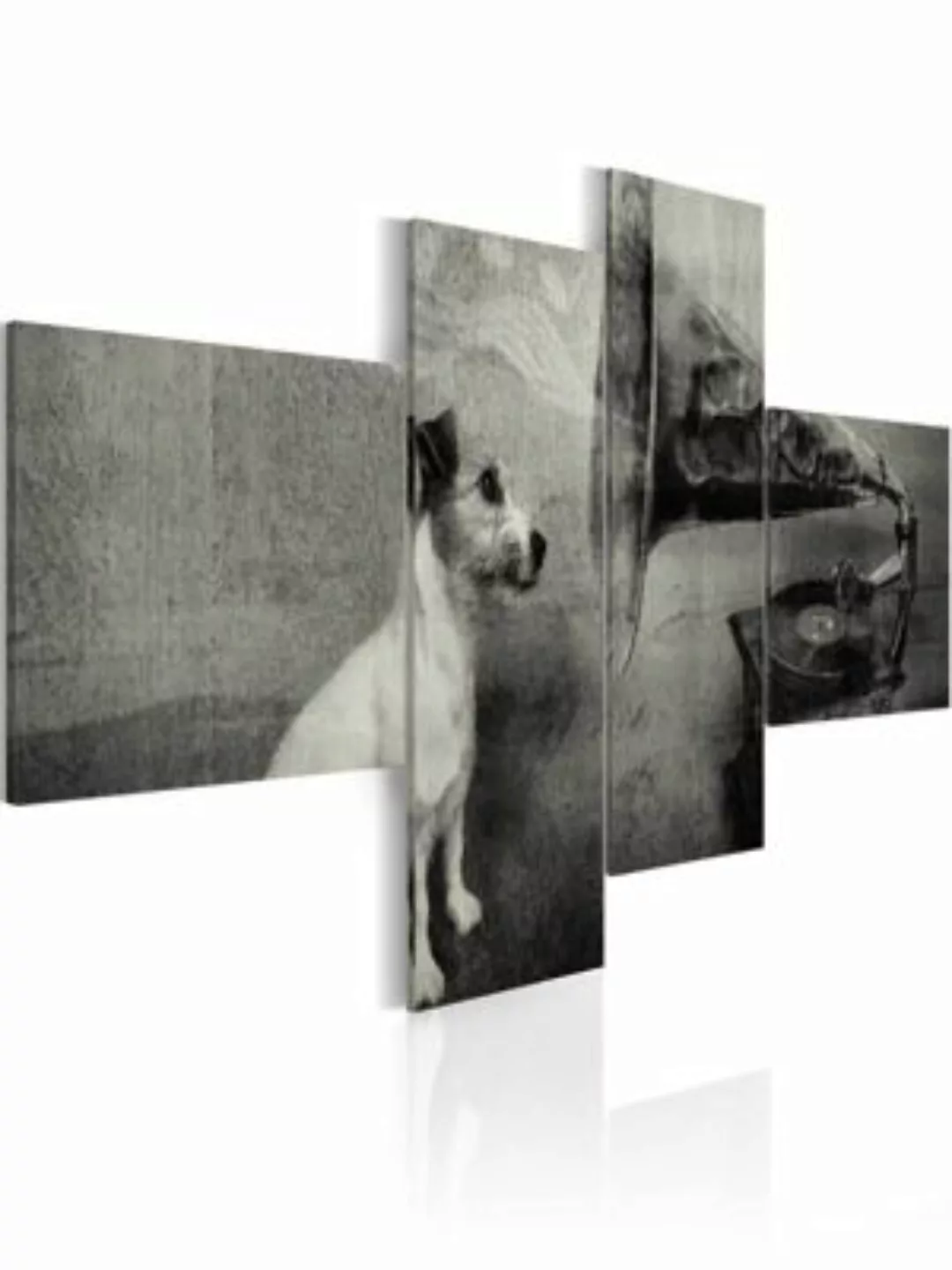 artgeist Wandbild Grammophon und ein Hund schwarz/weiß Gr. 200 x 90 günstig online kaufen