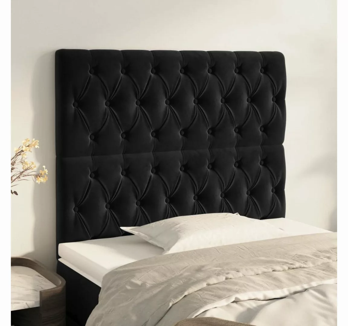 vidaXL Bett, Kopfteile 2 Stk. Schwarz 90x7x78/88 cm Samt günstig online kaufen