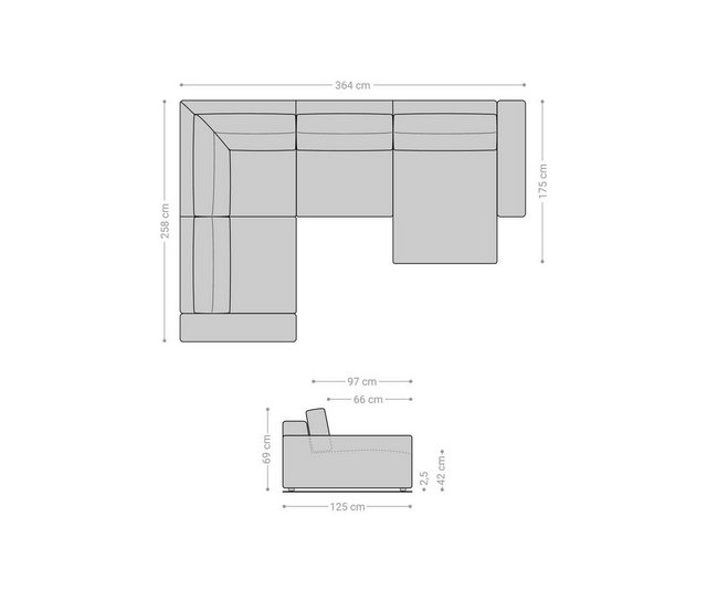 DELIFE Wohnlandschaft Lanzo, XL Mikrofaser Khakibraun 360x260 cm Recamiere günstig online kaufen